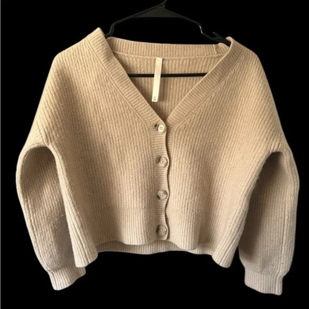 Babaton Cream Ribbed Knit Sweater